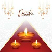 dekorativ Lycklig diwali festival kort bakgrund vektor