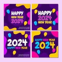 2024 Neu Jahr Futter Design zum Sozial Medien mit lila Hintergrund. vektor