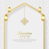 ramadan kareem arabicum elegant lyx dekorativ islamic bakgrund med islamic mönster gräns och dekorativ prydnad vektor