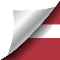 Lettland-Flagge mit gekräuselter Ecke vektor