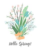 Vektorillustration mit Frühlingsblumenstrauß. Design für Poster, Karten, Einladungen, Plakate, Broschüren, Flyer. vektor