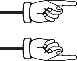 ein Hand zeigen ein Finger im ein Richtung Symbol im eben einstellen . isoliert im transparent Hintergrund. Sammlung Antiquität Gravur Stil. Punkt Hand Geste Zeichen Symbol Vektor zum Apps und Websites