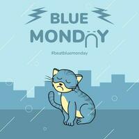 Blau Montag allein Katze Vektor
