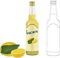 citron- smaksatt likör limoncello med citron- vektor