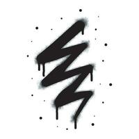 sprühen Graffiti Blitz Bolzen Zeichen gemalt schwarz auf Weiß. Blitz Symbol. isoliert auf Weiß Hintergrund. Vektor Illustration