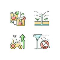 automatiska system inom jordbruk rgb färg ikoner set vektor