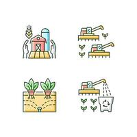 jordbruk och jordbruk rgb färg ikoner set vektor