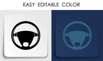 Lenkung Auto Rad Symbol auf Papier Platz Aufkleber mit Schatten. Auto Lenkung Reparatur und balancieren im Bedienung Center. Handy, Mobiltelefon App Taste. Vektor