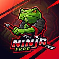 logotyp för maskot för ninja frog esport vektor