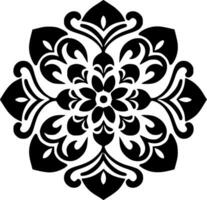 Mandala - - schwarz und Weiß isoliert Symbol - - Vektor Illustration