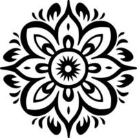 Mandala - - schwarz und Weiß isoliert Symbol - - Vektor Illustration