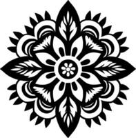 Mandala - - schwarz und Weiß isoliert Symbol - - Vektor Illustration