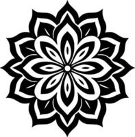 mandala - svart och vit isolerat ikon - vektor illustration