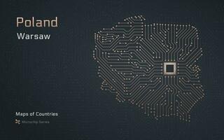 kreativ Karte von Polen mit ein Hauptstadt von Warschau. Welt Länder Vektor Karten Serie. Mikrochip Serie