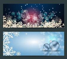 Kartenset mit Weihnachtskugeln, Sternen und Schneeflocken vektor