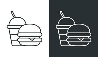 Milch Shake Burger schnell Essen Linie Symbol Vektor Illustration