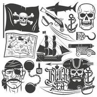 Piratenset für Logos. Schwarzbart vektor