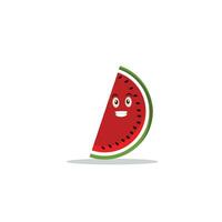 vattenmelon skiva karaktär med rolig ansikte. Lycklig söt tecknad serie vattenmelon emoji uppsättning. friska vegetarian mat karaktär vektor illustration
