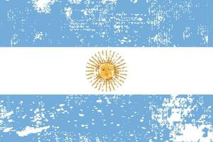 bedrövad flagga argentina. argentina flagga med grunge textur. oberoende dag. baner, affisch mall. stat flagga argentina med täcka vapen. dragen borsta flagga republik argentina. vektor