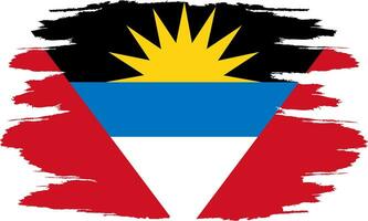 gemalt mit Bürste Flagge Antigua. Grunge Flagge Antigua. Aquarell Zeichnung National Flagge Antigua. Unabhängigkeit Tag. Banner, Poster Vorlage. National Flagge Antigua mit Mantel Waffen. vektor