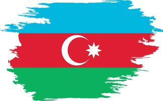 bedrövad flagga azerbajdzjan. azerbaijan flagga med grunge textur. oberoende dag. baner, affisch mall. stat flagga azerbaijan med täcka vapen. dragen borsta flagga republik azerbajdzjan. vektor