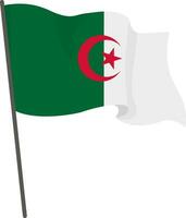 Flagge Algerien ist fliegend. offiziell Flagge Algerien fliegt von Fahnenstange. Unabhängigkeit Tag. Banner, Flyer, Poster Vorlage. National Flagge Algerien mit Mantel von Waffen. wellig Flagge Algerien. vektor