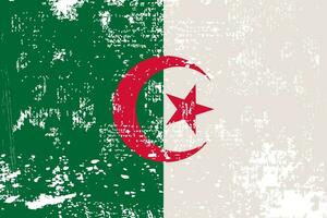betrübt Flagge Algerien. Algerien Flagge mit Grunge Textur. Unabhängigkeit Tag. Banner, Poster Vorlage. Zustand Flagge Algerien mit Mantel Waffen. gezeichnet Bürste Flagge Republik Algerien. vektor