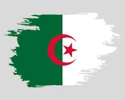 målad med borsta flagga Algeriet. grunge flagga Algeriet. vattenfärg teckning nationell flagga Algeriet. oberoende dag. baner, affisch mall. nationell flagga algeriet med täcka vapen. vektor