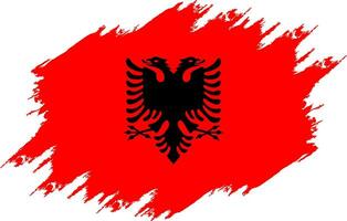 målad med borsta flagga albanien. grunge flagga albanien. vattenfärg teckning nationell flagga albanien. oberoende dag. baner, affisch mall. nationell flagga albania med täcka vapen. vektor