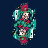 kung spade joker kort design konstverk illustration vektor