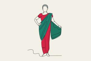 Farbe Illustration von ein Frau tragen traditionell Kleider vektor