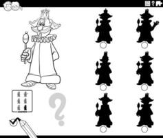 Schatten Spiel mit Karikatur König Charakter Färbung Seite vektor