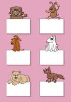 tecknad serie hundar och valpar med tom kort design uppsättning vektor