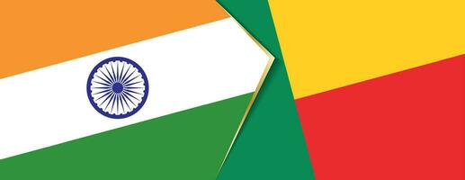 Indien und Benin Flaggen, zwei Vektor Flaggen.