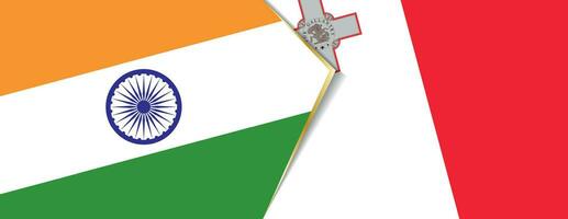 Indien och malta flaggor, två vektor flaggor.