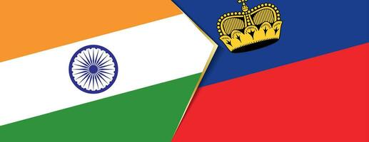 Indien und Liechtenstein Flaggen, zwei Vektor Flaggen.