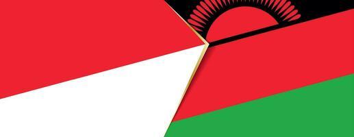 Indonesien und Malawi Flaggen, zwei Vektor Flaggen.
