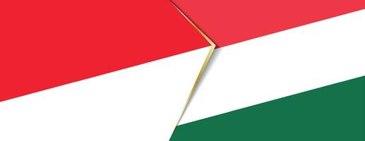 Indonesien und Ungarn Flaggen, zwei Vektor Flaggen.