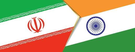 iran och Indien flaggor, två vektor flaggor.