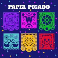 papel picado dekoratives handwerk vektor