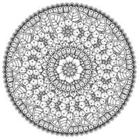 kreisförmiges Muster in Form von Mandala mit Blume für Henna, Tätowierung. vektor