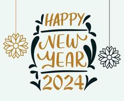 glücklich Neu Jahr 2024 Urlaub Design Blau und braun abstrakt Vektor Logo Symbol Illustration