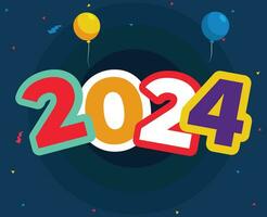 glücklich Neu Jahr 2024 Urlaub Design mehrfarbig abstrakt Vektor Logo Symbol Illustration mit Blau Hintergrund