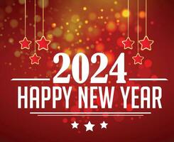 glücklich Neu Jahr 2024 Urlaub Design Weiß abstrakt Vektor Logo Symbol Illustration mit rot Hintergrund