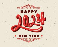 glücklich Neu Jahr 2024 Urlaub Design rot und kastanienbraun abstrakt Vektor Logo Symbol Illustration mit Rosa Hintergrund