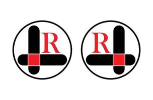 r-Brief-Logo mit schwarzer und weißer Linie vektor