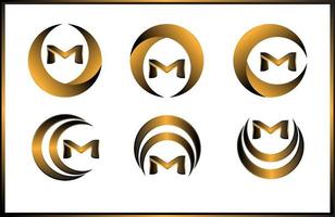 Symbolsatz m Logo-Vorlage mit goldener Farbe vektor