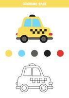 Farbe gelbes Taxi. Arbeitsblatt für Kinder. vektor