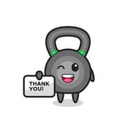 das Maskottchen des Kettleballs mit einem Banner, das Danke sagt vektor