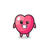 süßes Herzsymbol Maskottchen mit einem optimistischen Gesicht vektor
